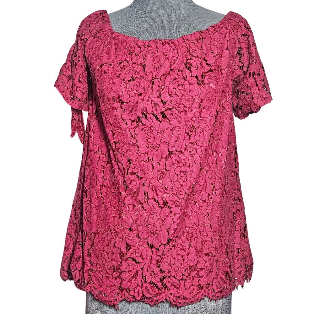 Pink Lace Cold Shoulder Blouse Size Medium